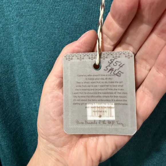 NWT Matilda Jane Turquoise Knit Top with striped sleeve, size M - Picture 4 of 6